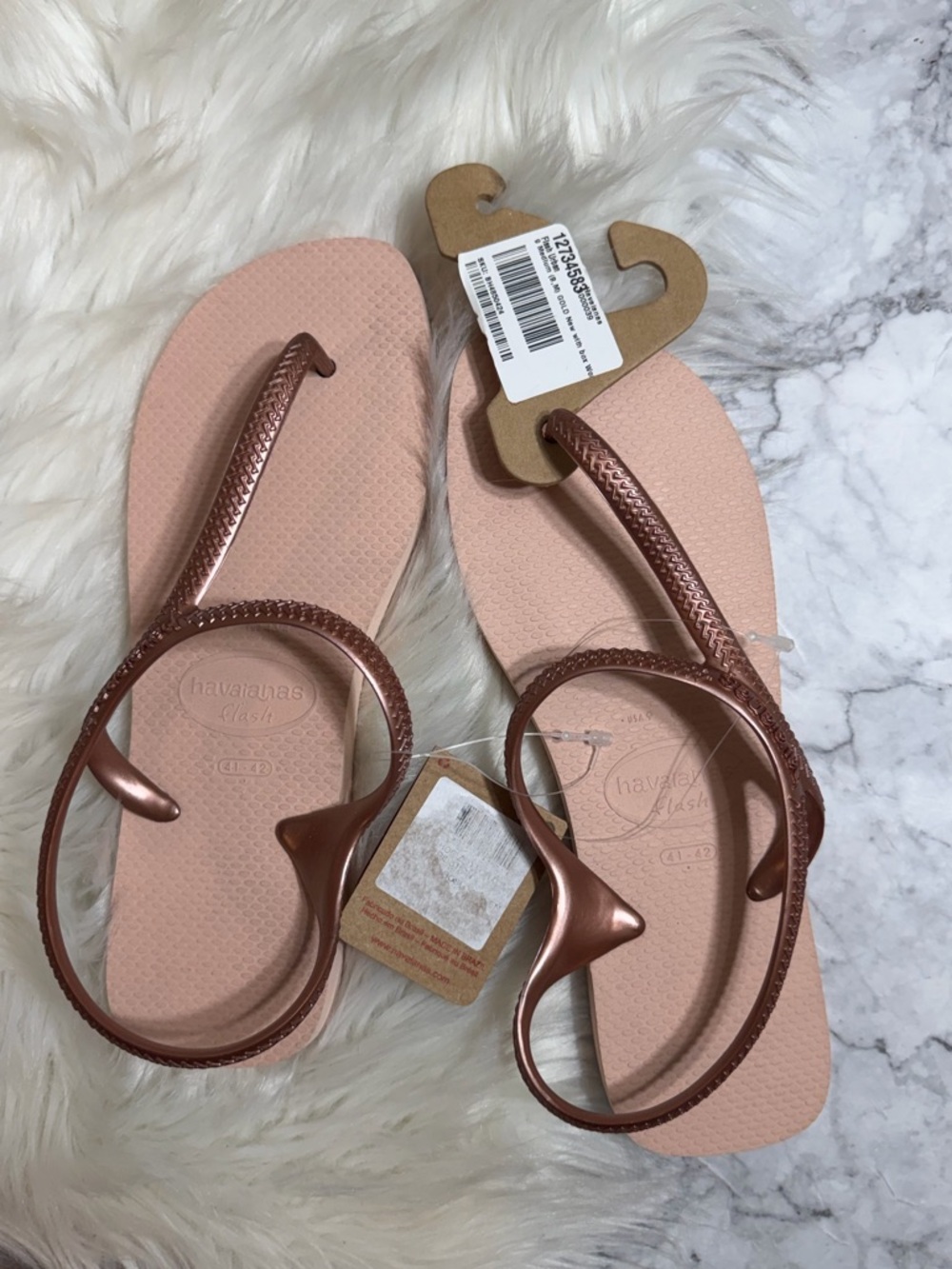 Havaianas Flash Urban Slingback Thong Sandals 41/42 Metallic Pink NEW
